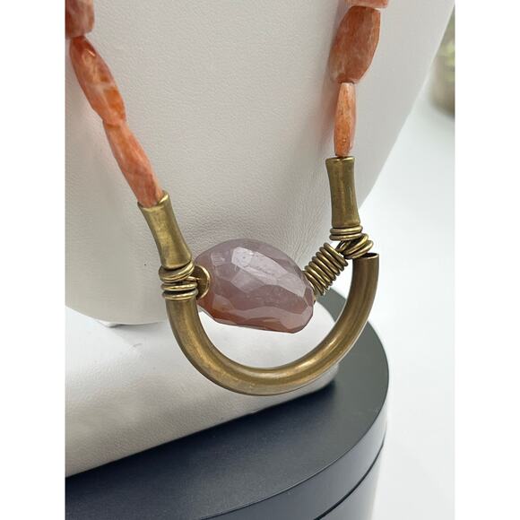 David Aubrey Anthropologie Carnelian Sunstone Gem Brass
Necklace Handcrafted - Picture 11 of 12